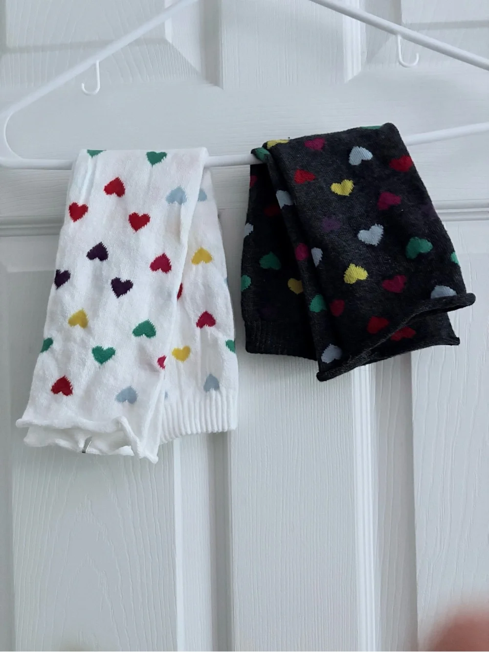 2 Pairs Kids Heart Pattern Open Foot Leggings